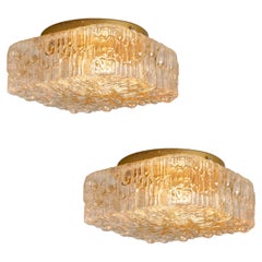 Pair of 1970s Orion Ice Glass Wall/Ceiling Lamps in the Manner of Helena Tynell