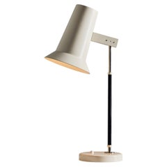 Lampada da tavolo Yki Nummi per Orno, metallo bianco vintage e cromo, anni '50