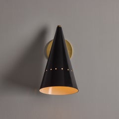 Stilnovo Black Perforated Sconce with Brass Arm, Midcentury 1950
