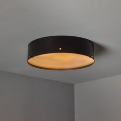 Lampe de plafond ronde en métal et verre opalin des années 1960, signée Bruno Gatta pour Stilnovo