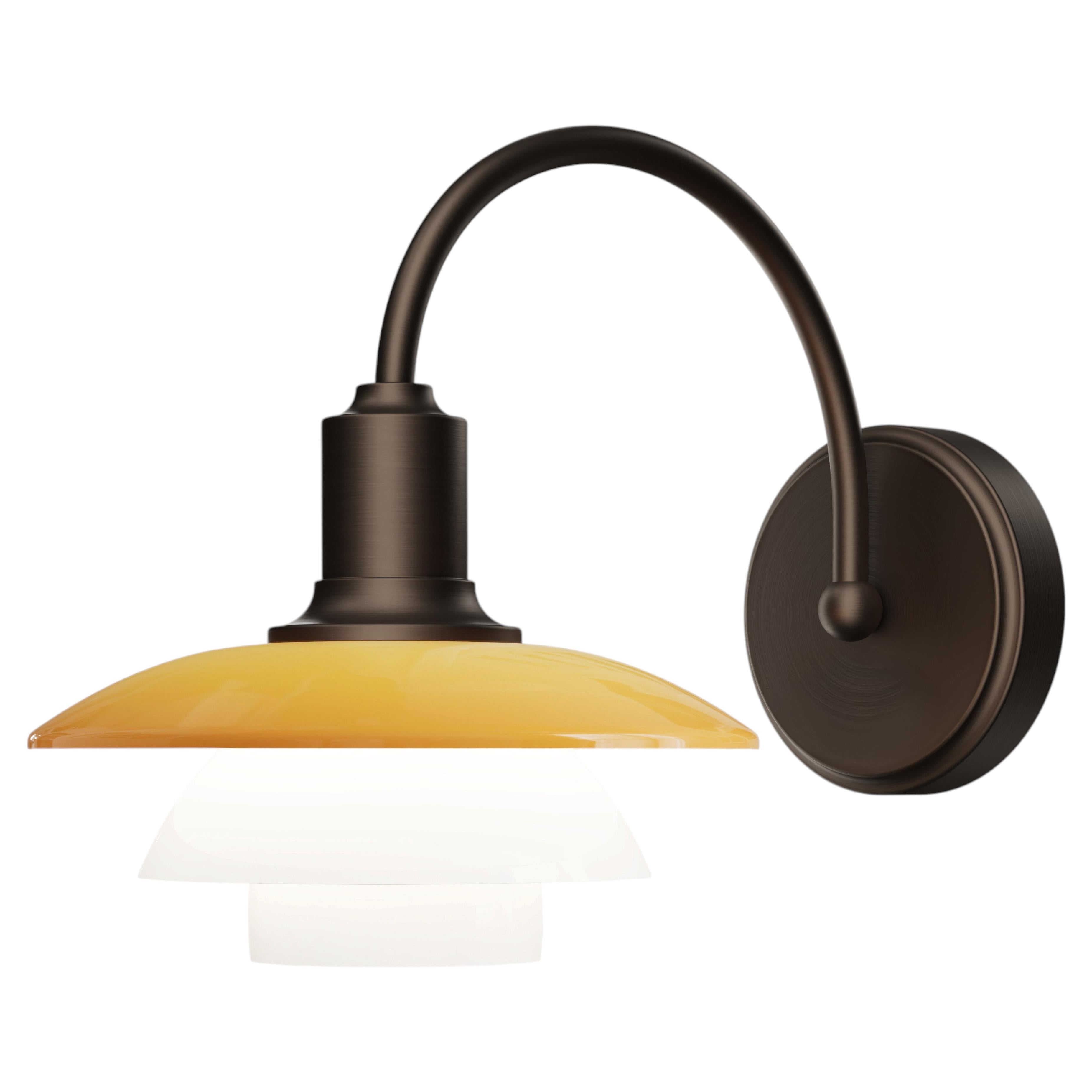 'PH 2/2 Centenary Edition' Amber Glass and Brass Wall Lamp for Louis Poulsen For Sale