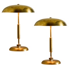 1940s Giovanni Michelucci Patinated Brass Adjustable Banker Lamp for Lariolux