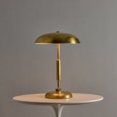 1940s Giovanni Michelucci Patinated Brass Adjustable Banker Lamp for Lariolux