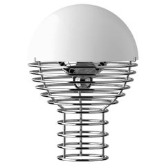 Verner Panton 'Wire' Portable Chrome and White Opal Shade Table Lamp for Verpan