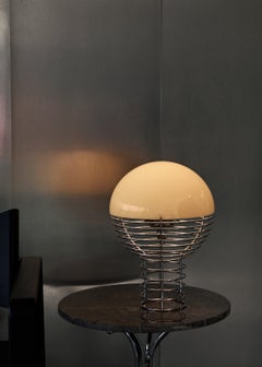 Verner Panton 'Wire' Chrome and White Opal Shade Table Lamp for Verpan, 16.3in.