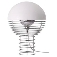 Verner Panton 'Wire' Chrome and White Opal Shade Table Lamp for Verpan, 16.3in.