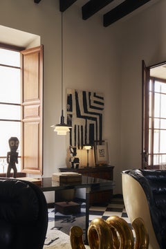 PH 3/3 Aged Brass and Opaline Glass Pendant Lamp for Louis Poulsen