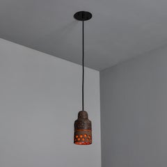 1960s Sculptural Ceramic Pendant Lamp In The Manner of Aldo Londi for Bitossi