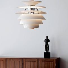 Poul Henningsen 'PH Snowball' White and Chrome Pendant for Louis Poulsen