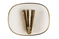 1950s Jacques Biny Brass and Perforated Metal Sconces for Luminalite