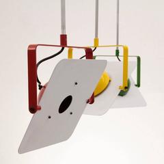 Set of 3 1980s Tronconi 'Tricolore' Pendants in the Manner of Joe Colombo
