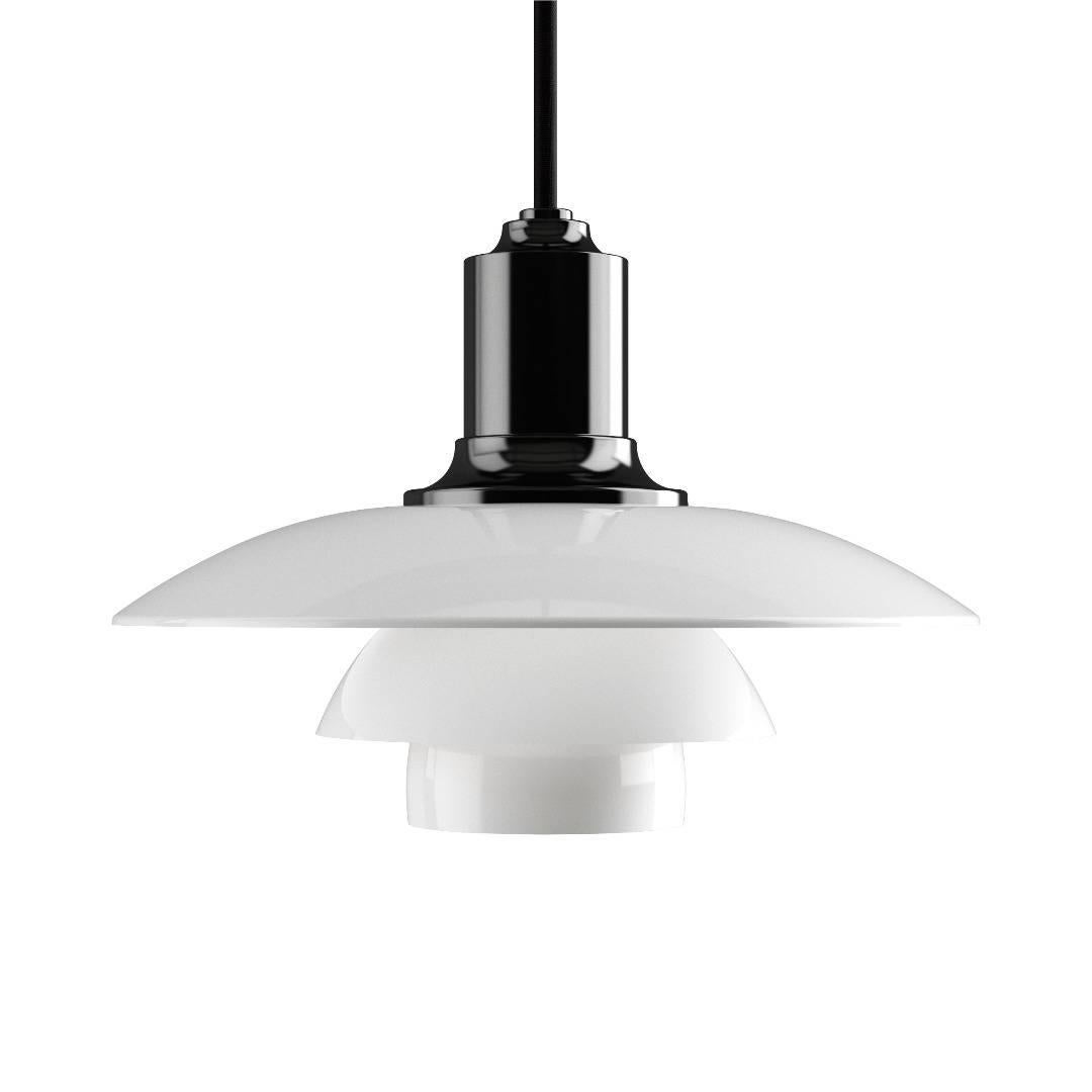 Poul Henningsen PH 2/1 Glass Pendant for Louis Poulsen in Black Metallized In New Condition For Sale In Glendale, CA