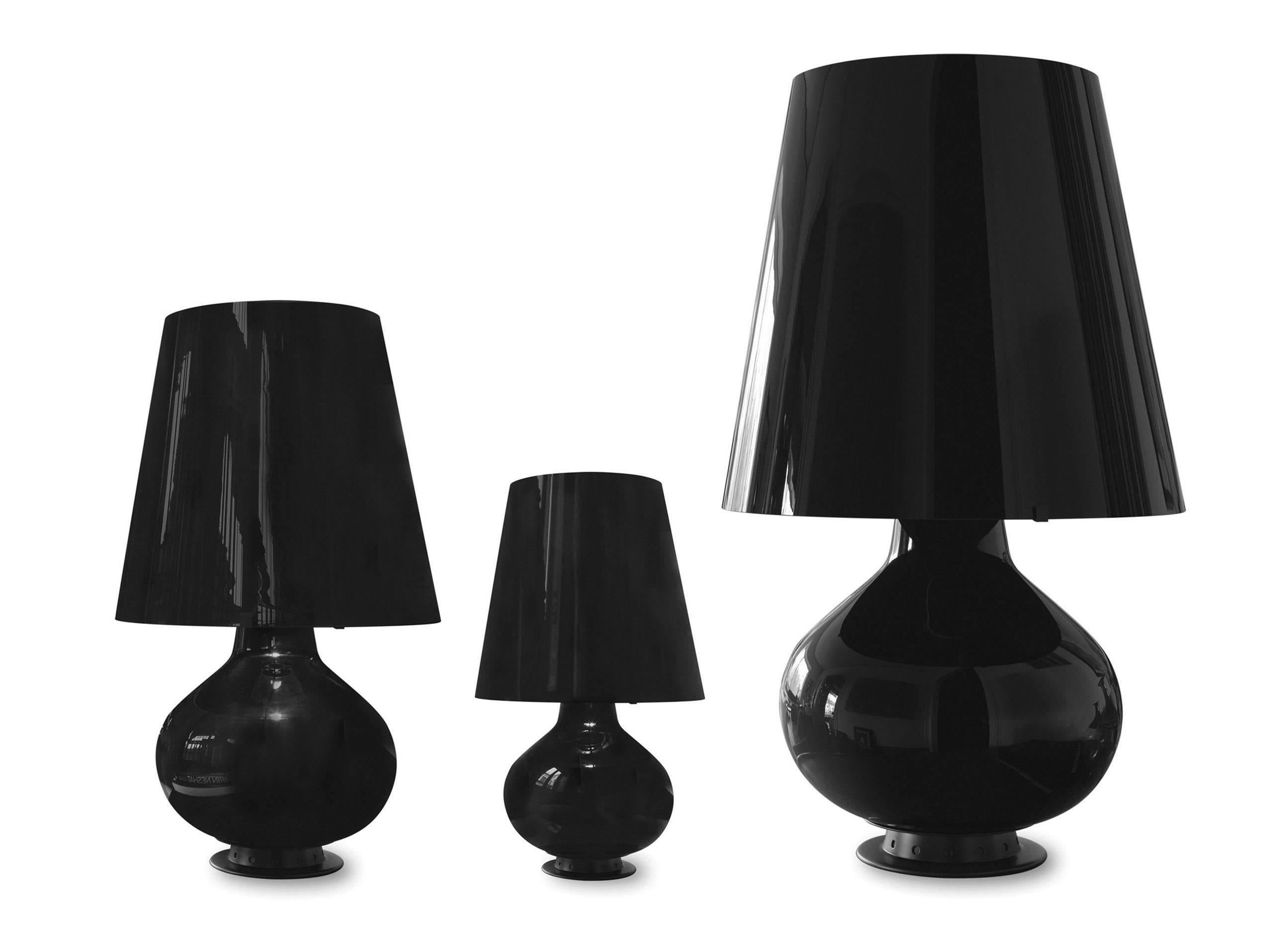 Mid-Century Modern Large Max Ingrand Black Glass 1954 Lamp for Fontana Table 