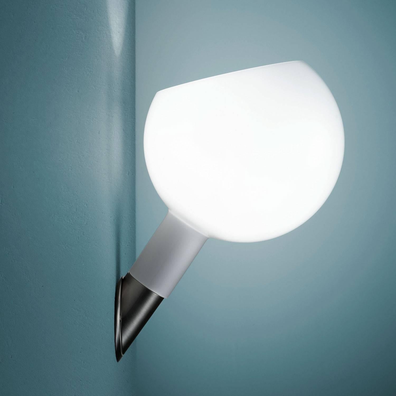 Gae Aulenti & Piero Castiglioni 'Parola' Pendant for Fontana Arte. Designed in 1980, this authorized re-edition features a nickel-plated brass frame and white opaline blown glass for the adjustable shade. An exemplary model of technical integration