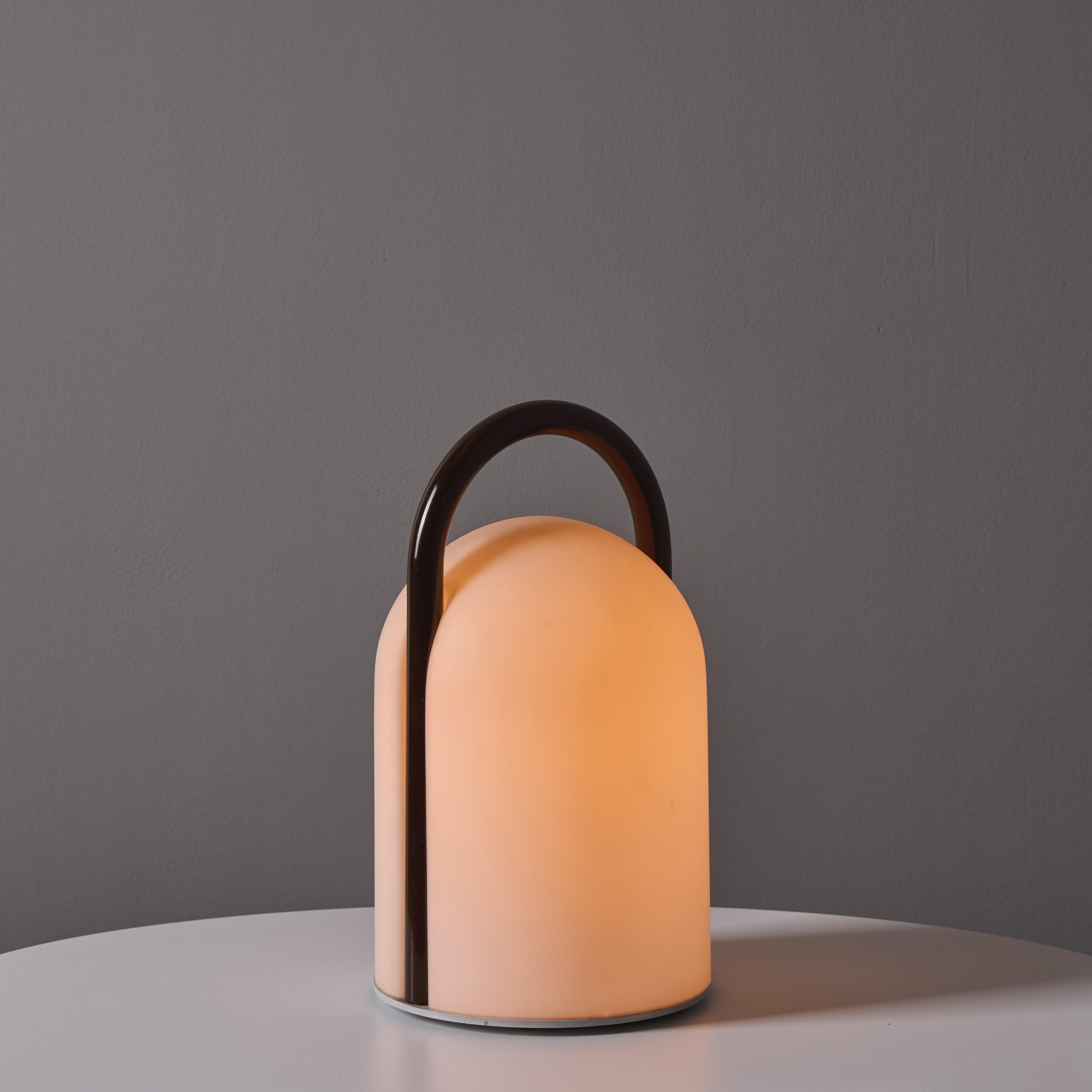 Italian 1980s Romolo Lanciani Brown Metal and Glass 'Tender' Table Lamp for Tronconi