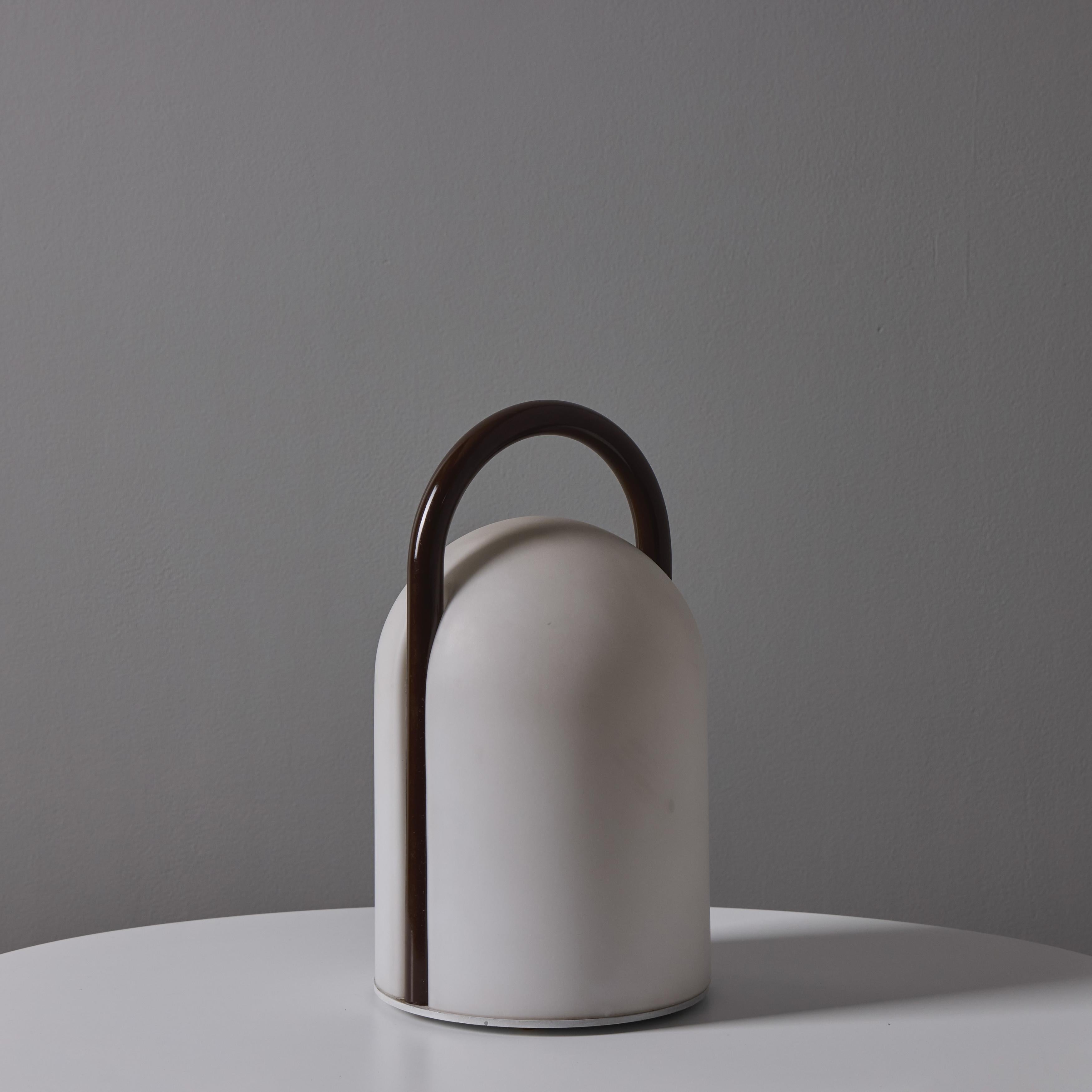 Enameled 1980s Romolo Lanciani Brown Metal and Glass 'Tender' Table Lamp for Tronconi