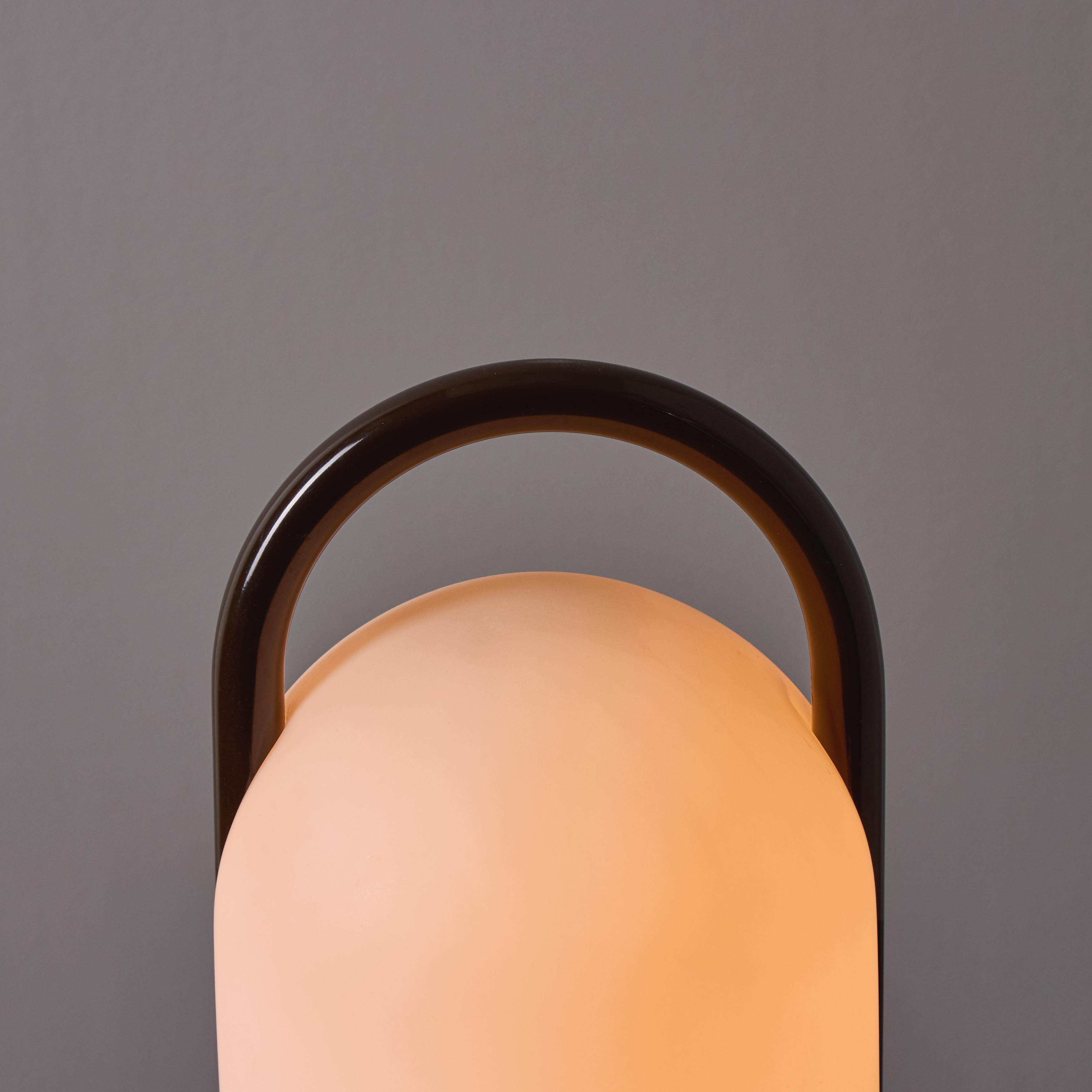 1980s Romolo Lanciani Brown Metal and Glass 'Tender' Table Lamp for Tronconi 2