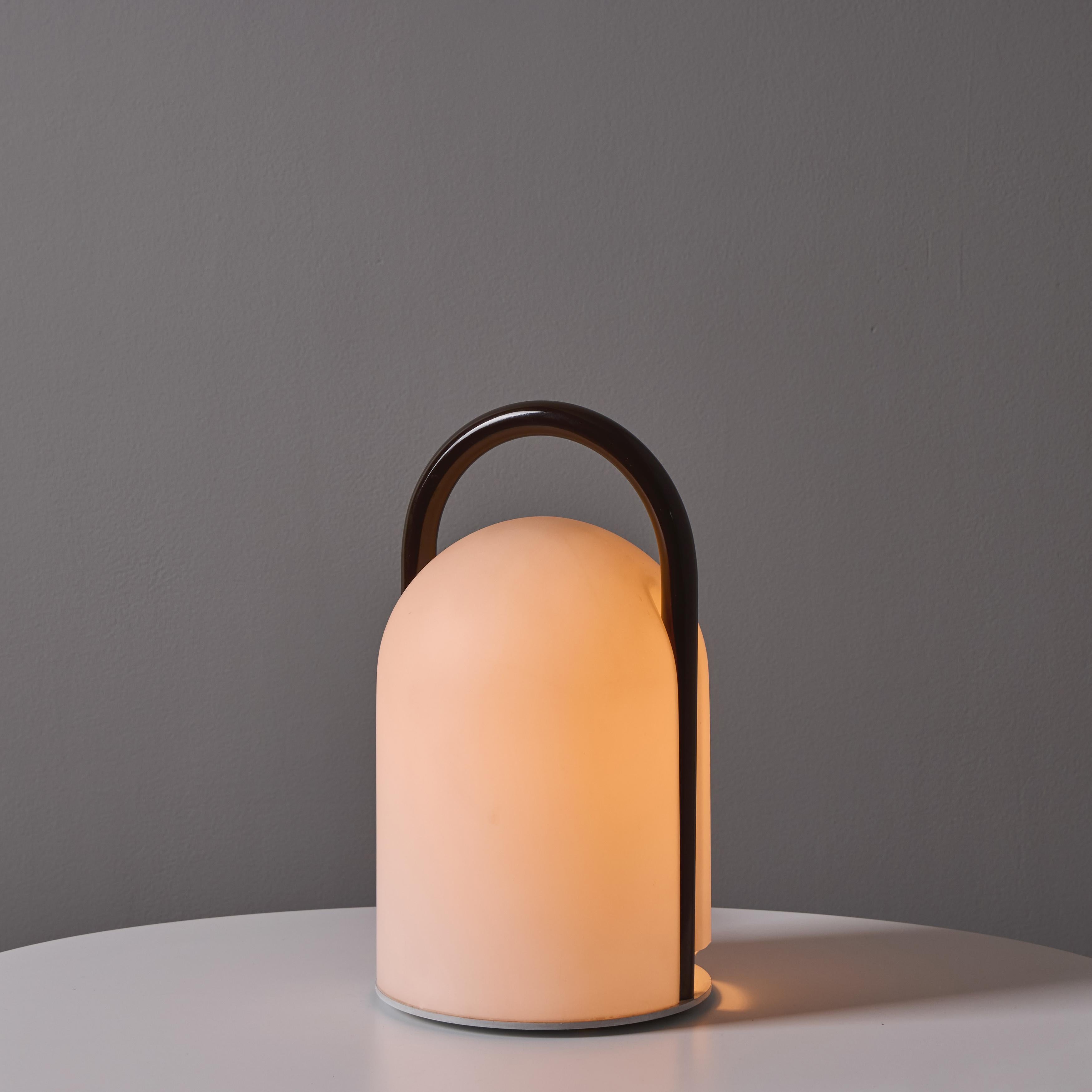 Opaline Glass 1980s Romolo Lanciani Brown Metal and Glass 'Tender' Table Lamp for Tronconi