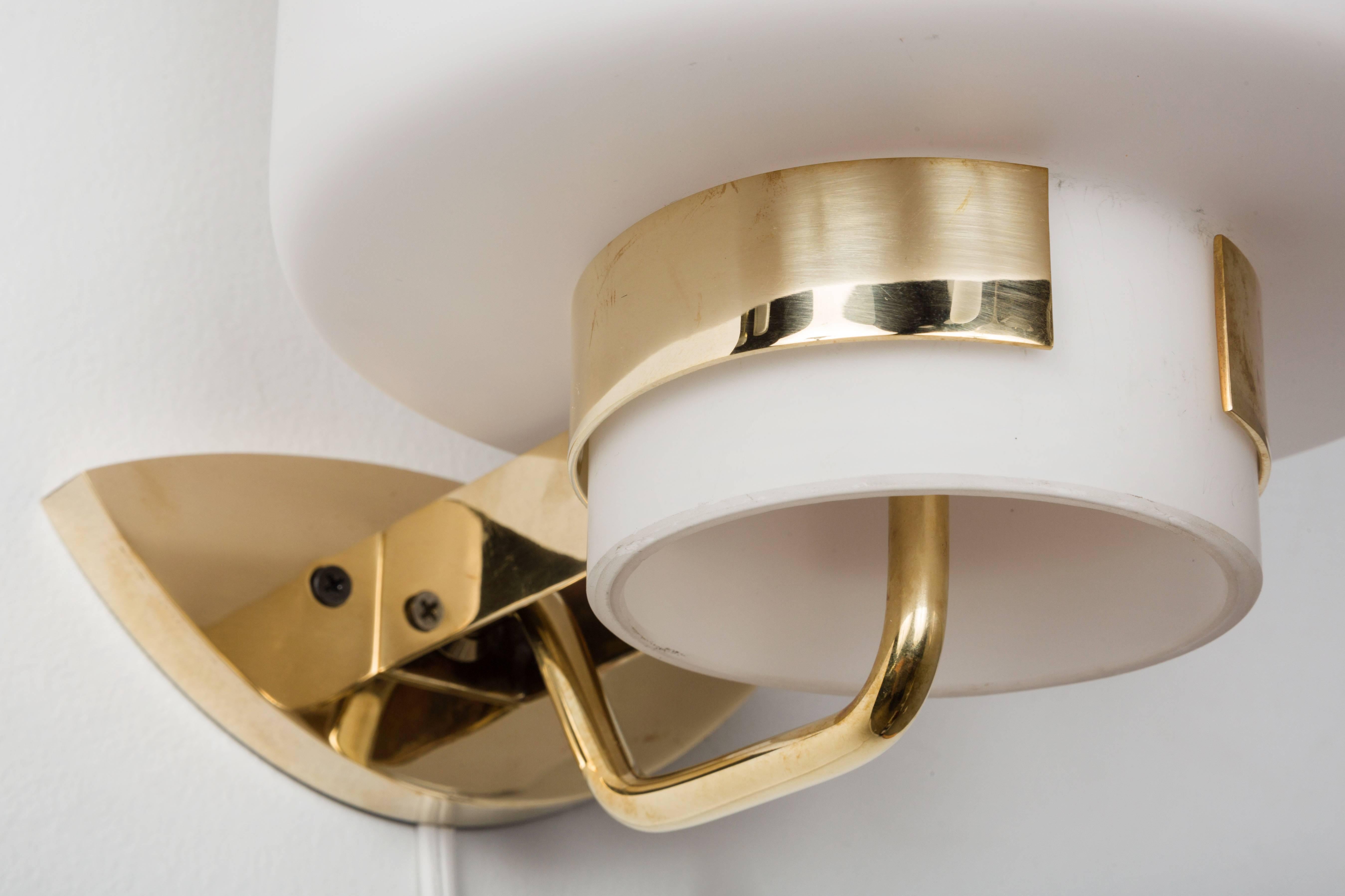 Mid-20th Century 1950s Stilnovo '2120' Brass and Glass Sconces