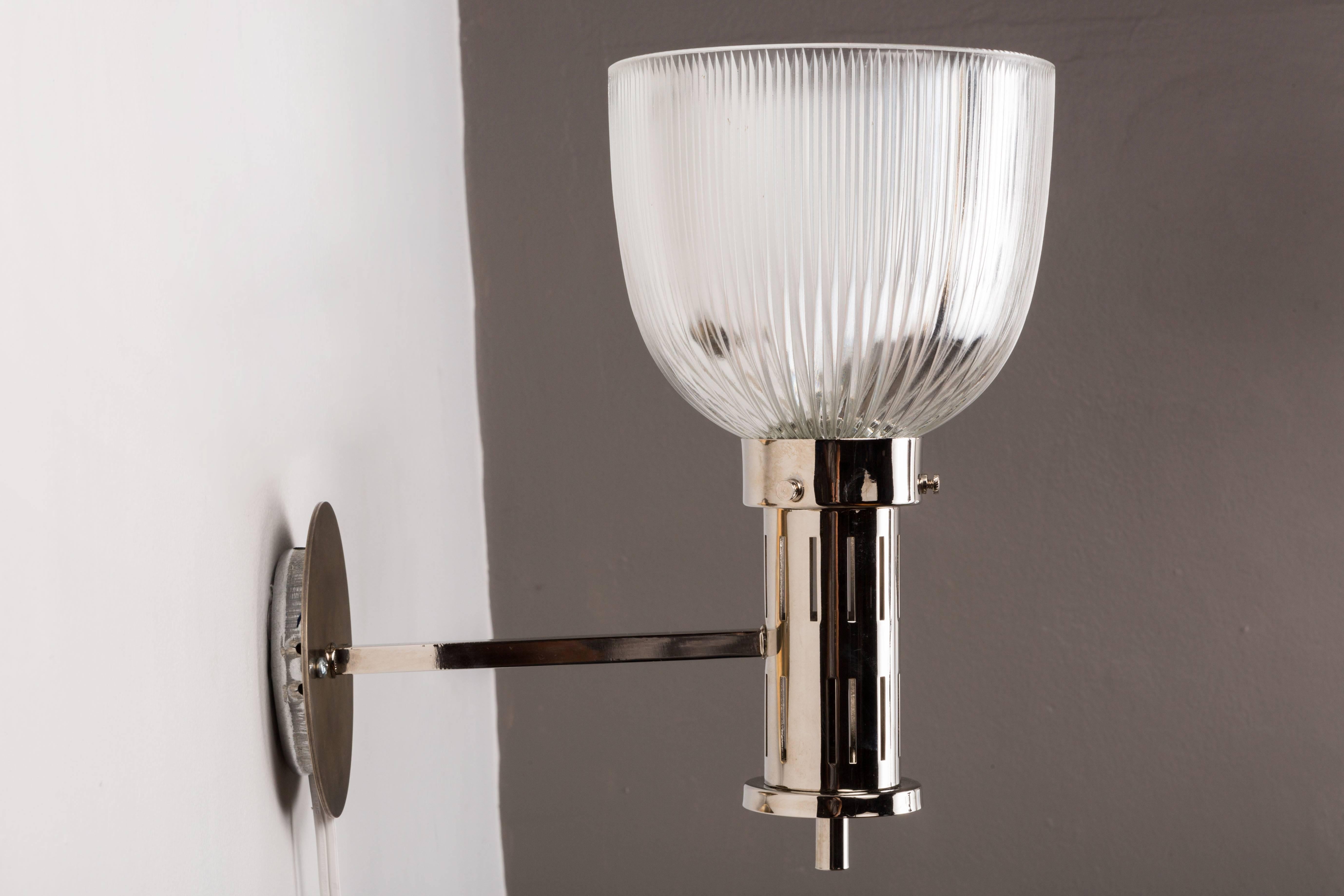 Pressed 1960s Sergio Mazza Glass and Nickel Sconces for Artemide