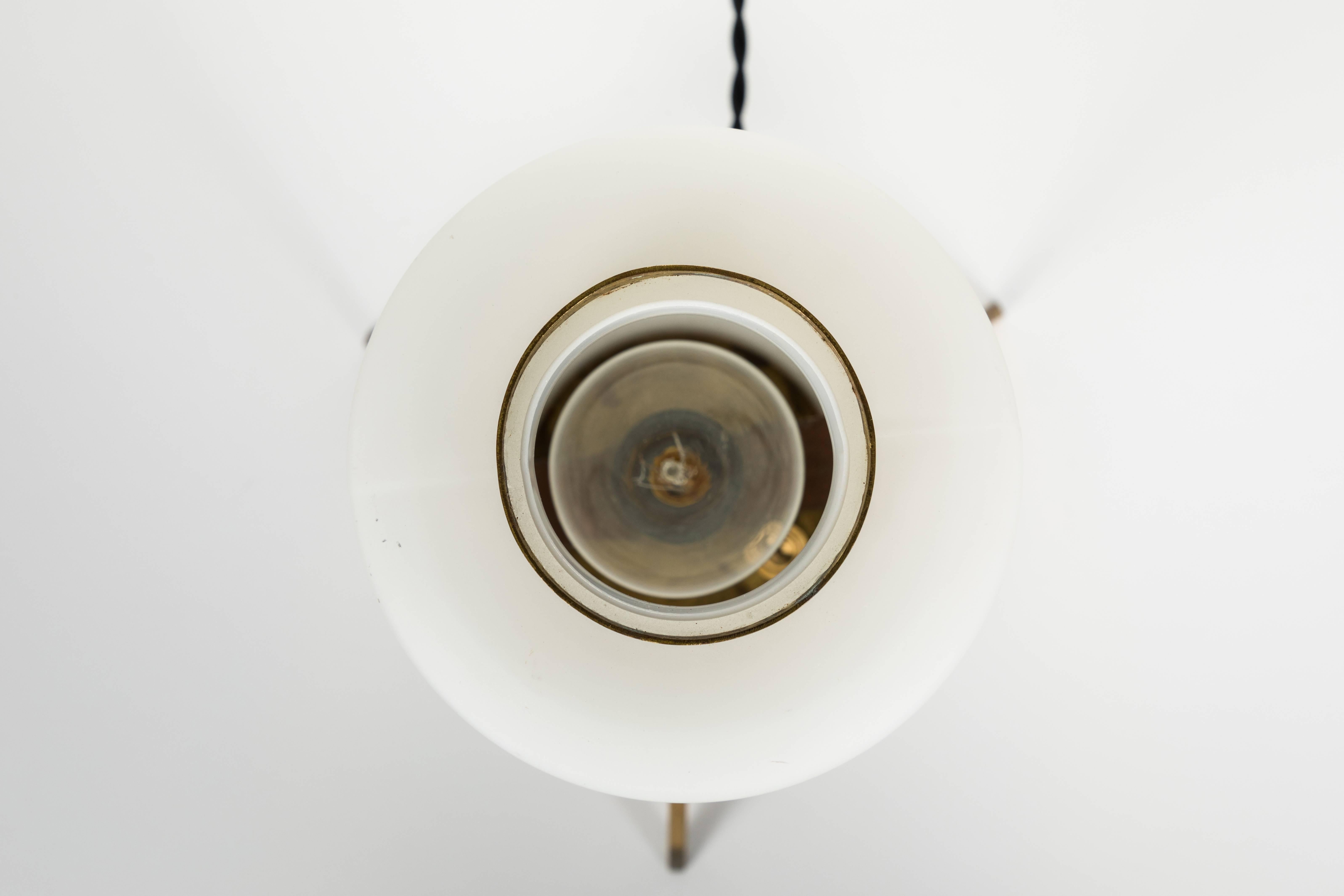 1950s Angelo Lelli Glass and Brass Tripod Table Lamp for Arredoluce 2