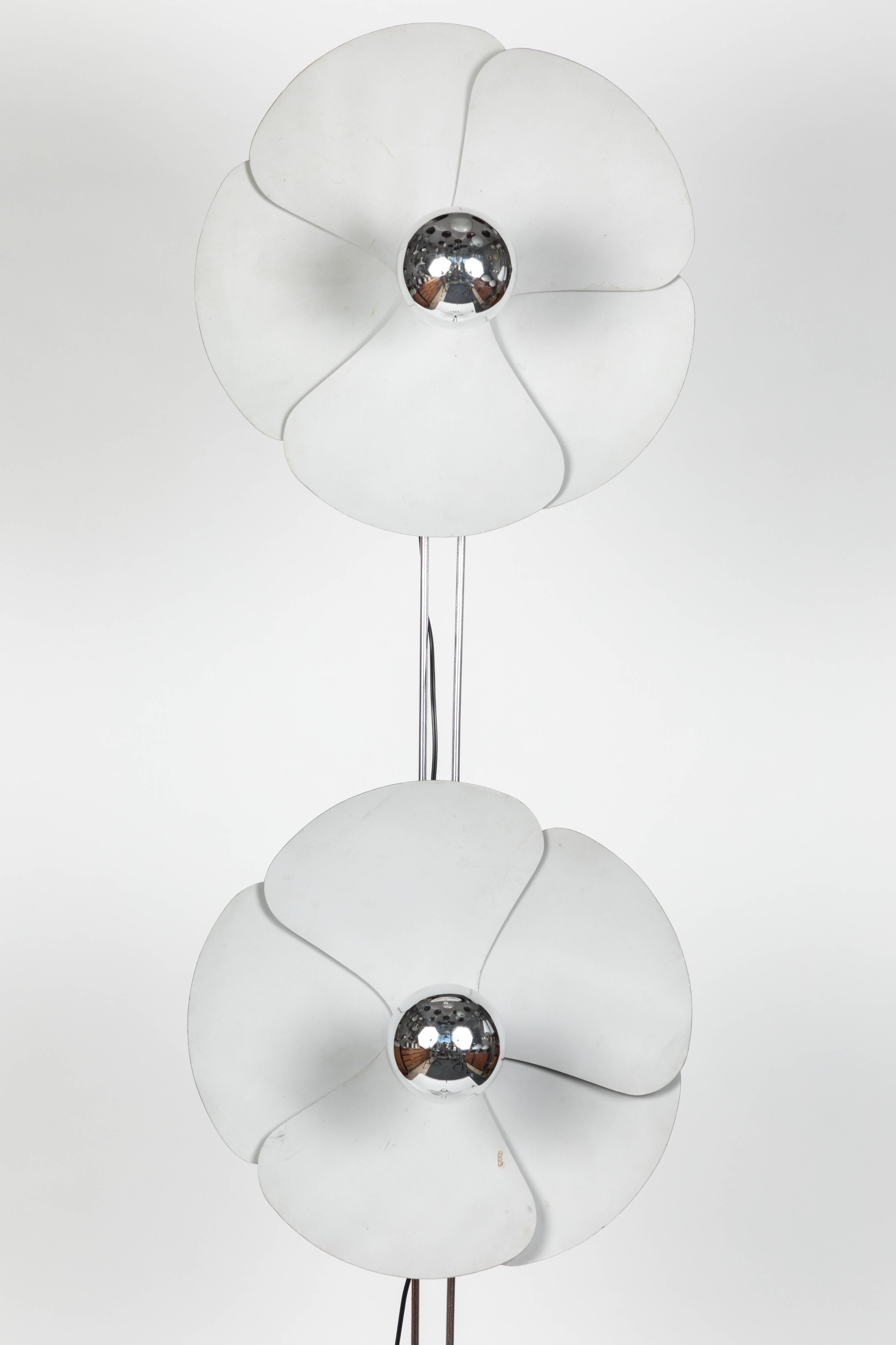 Metal Rare Olivier Mourgue Triple Flower Lamp for Disderot, circa 1970