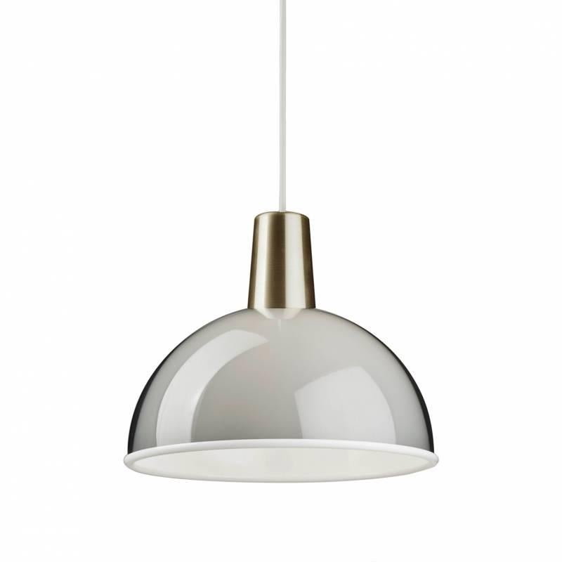 Yki Nummi small 'Kuplat' pendant for Innolux Oy, Finland. Designed in 1959, Nummi's iconic light consists of two acrylic shades of different colors, one nesting inside the other. The name Kuplat means bubbles in Finnish. As Nummi once astutely
