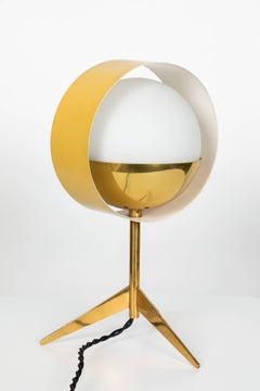 1950s Stilux Milano Brass and Glass Tripod 'Saturno' Table Lamp