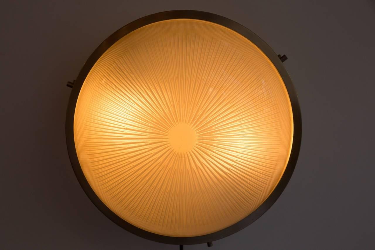 Brass 1960s Sergio Mazza 'Sigma' Wall or Ceiling Light for Artemide, 1960s For Sale