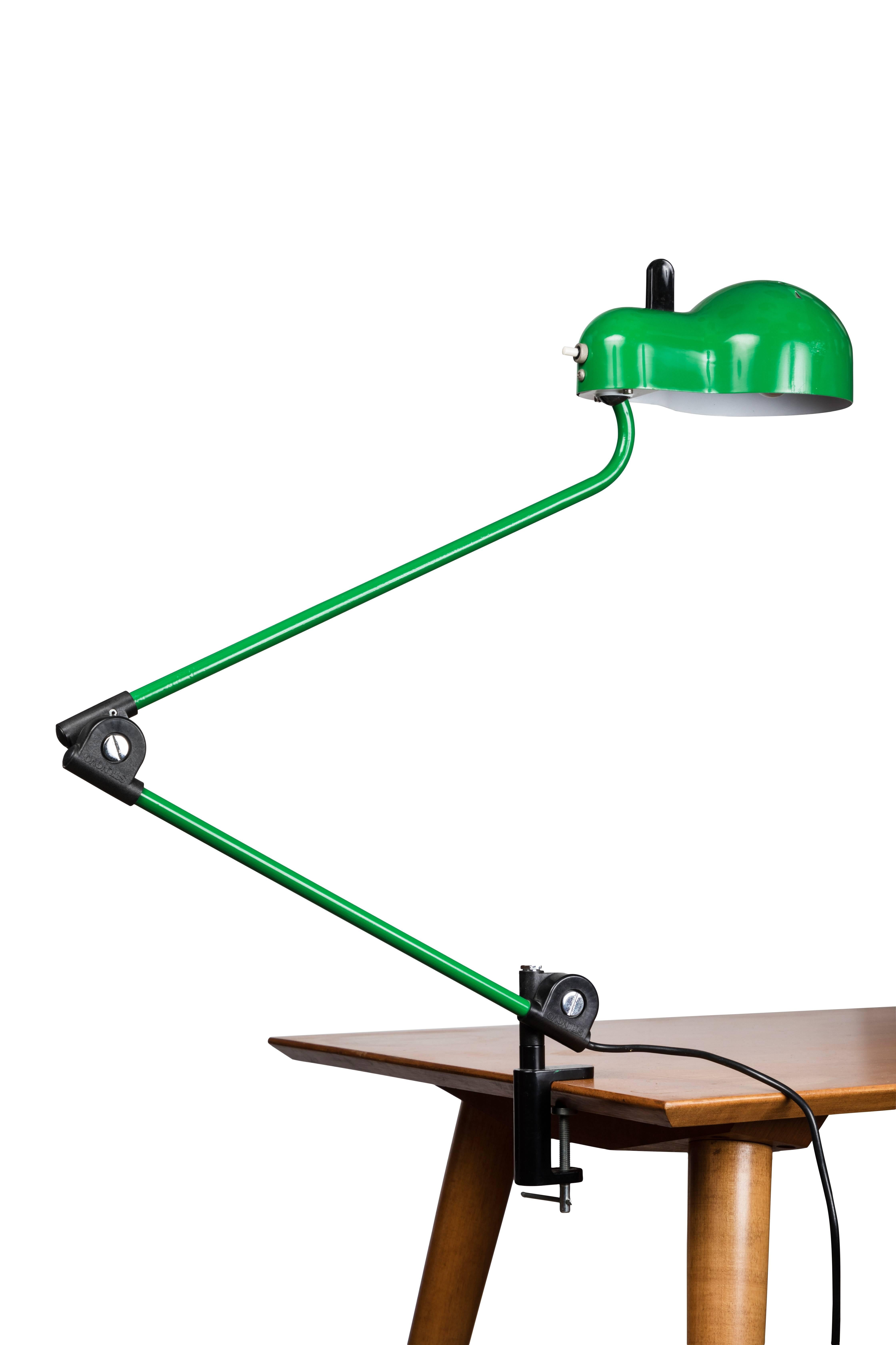 Mid-Century Modern Joe Colombo 'Topo' Green Task Lamp for Stilnovo, circa 1970
