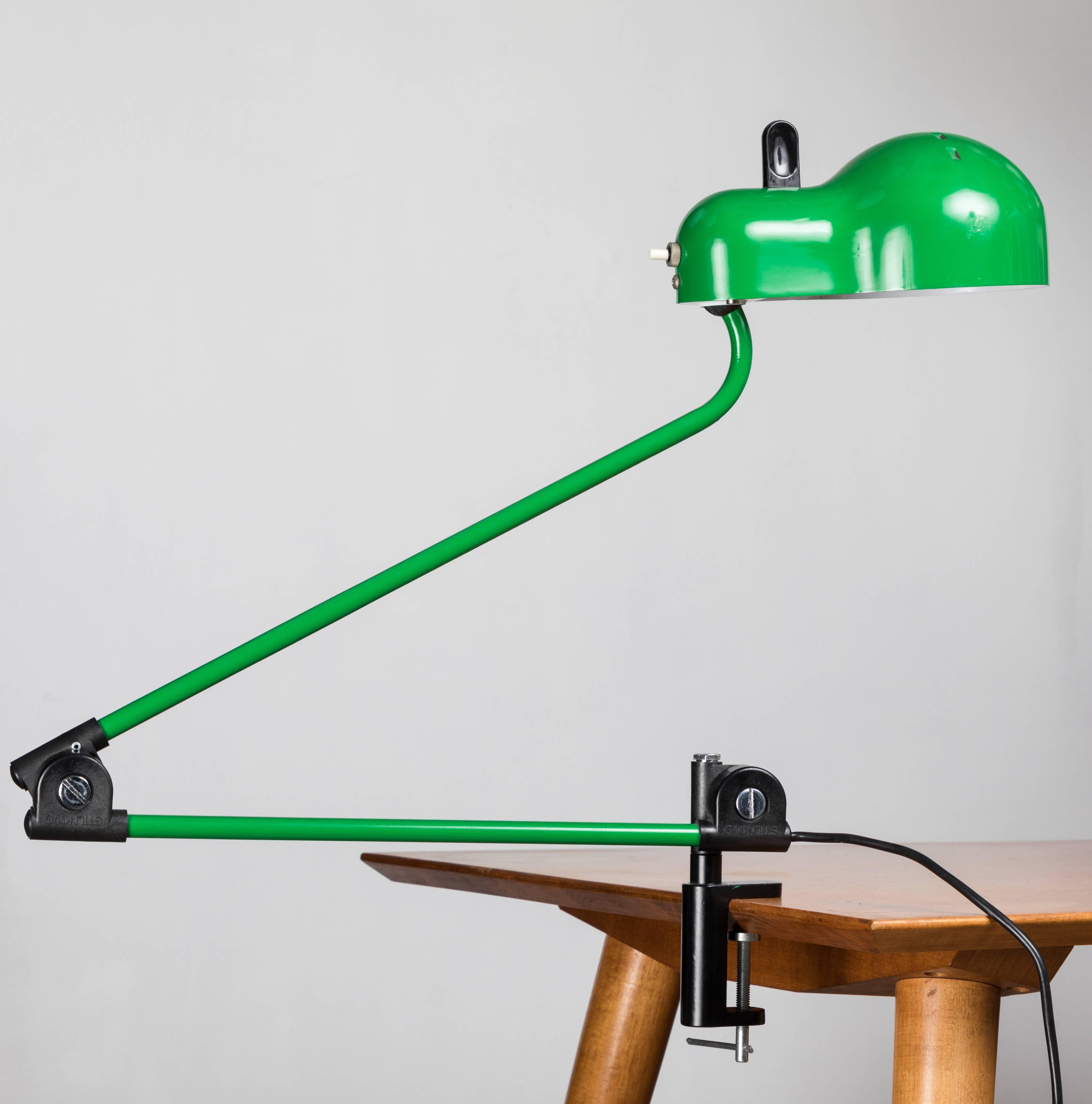 Italian Joe Colombo 'Topo' Green Task Lamp for Stilnovo, circa 1970