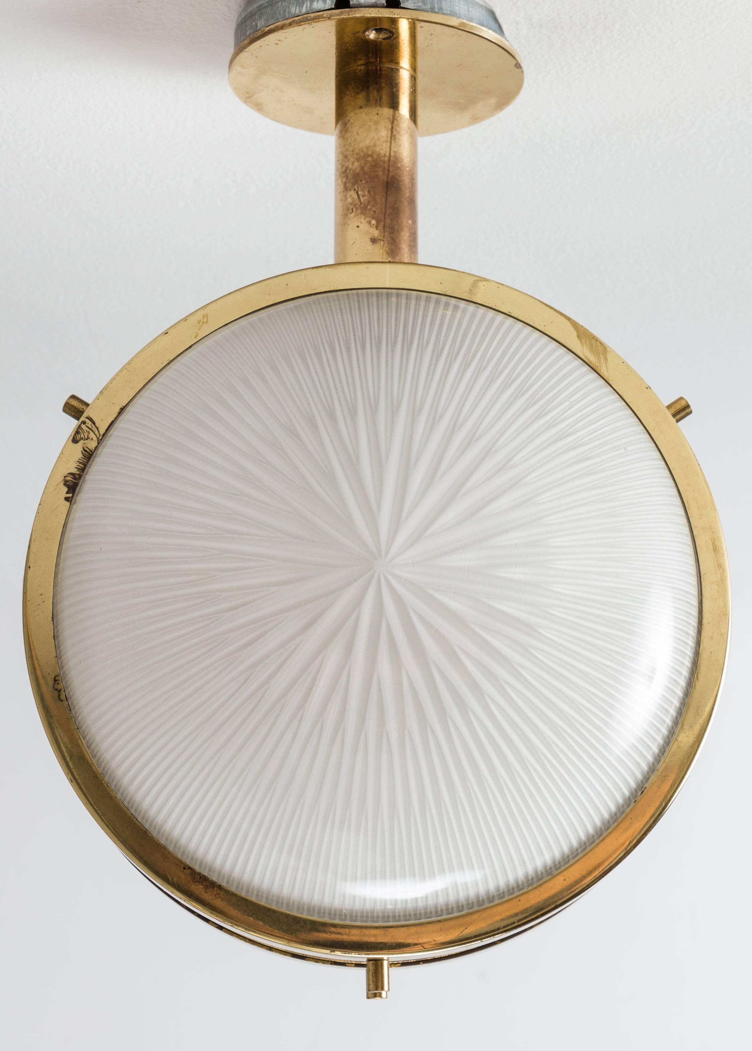 Mid-Century Modern 1960s Sergio Mazza Brass 'Gamma' Wall or Ceiling Lights for Artemide
