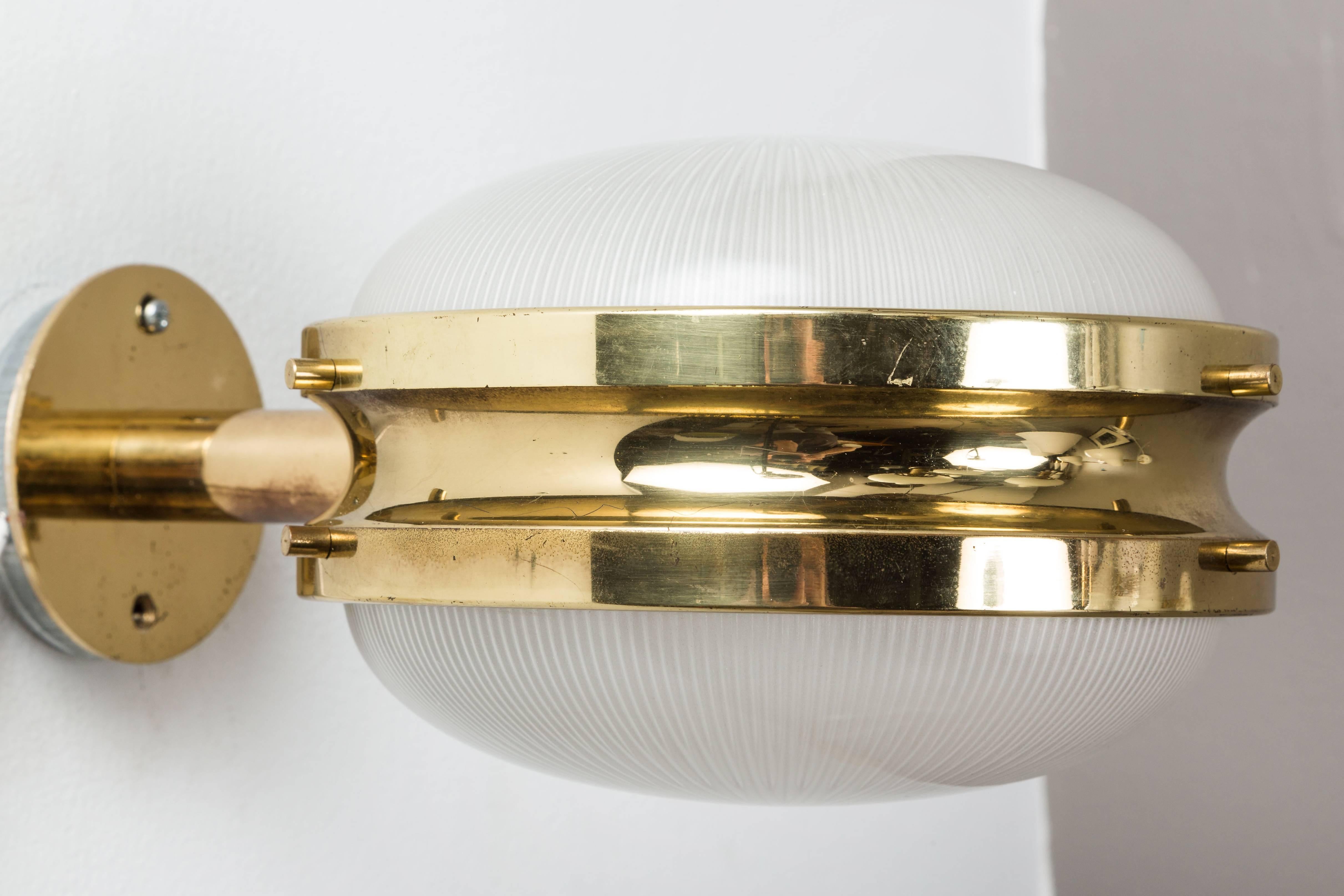 1960s Sergio Mazza Brass 'Gamma' Wall or Ceiling Lights for Artemide In Good Condition In Glendale, CA