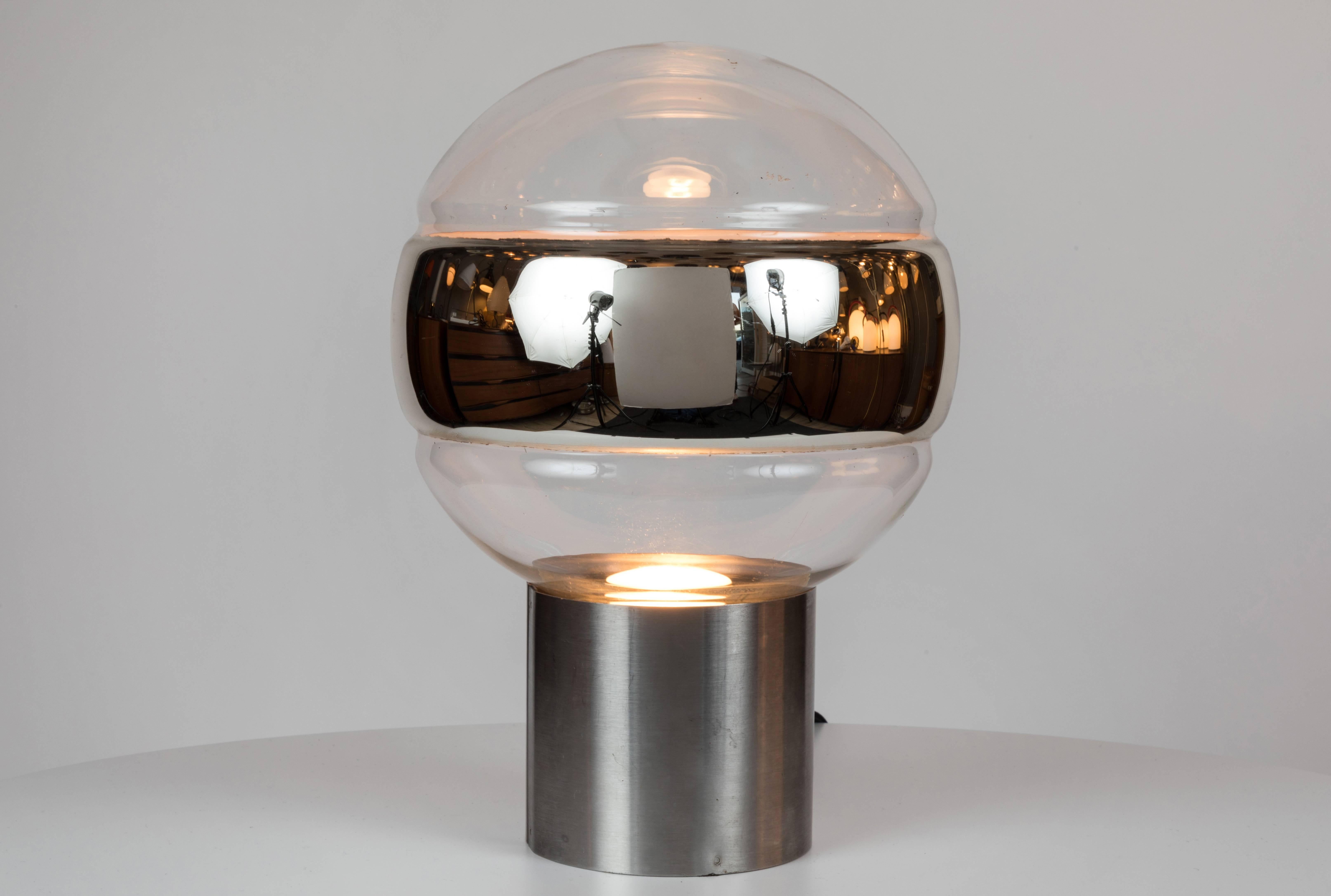 German Pair of 1960s Peill & Putzler Glass Globe Table Lamps