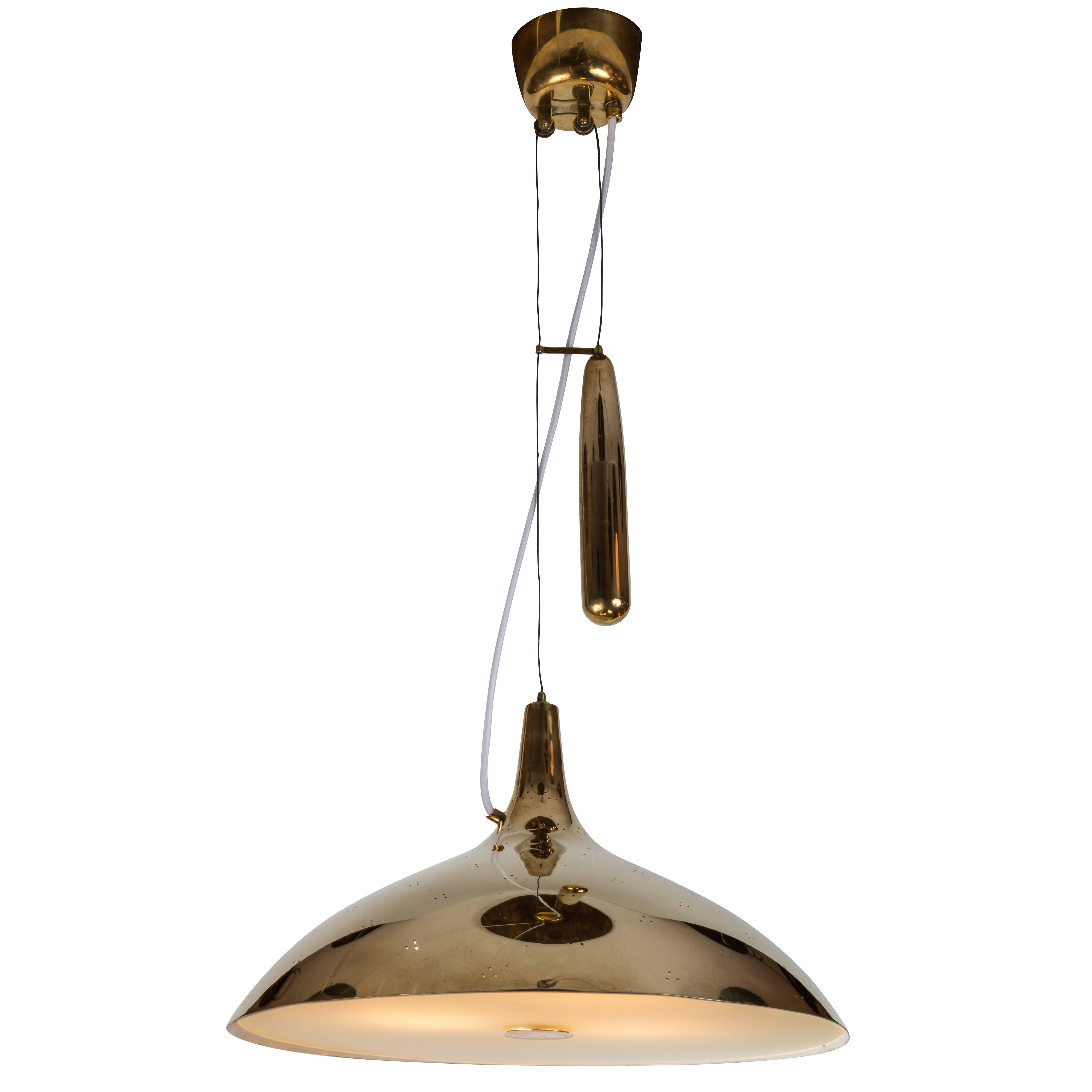 Paavo Tynell Brass Counterweight Chandelier for Taito Oy