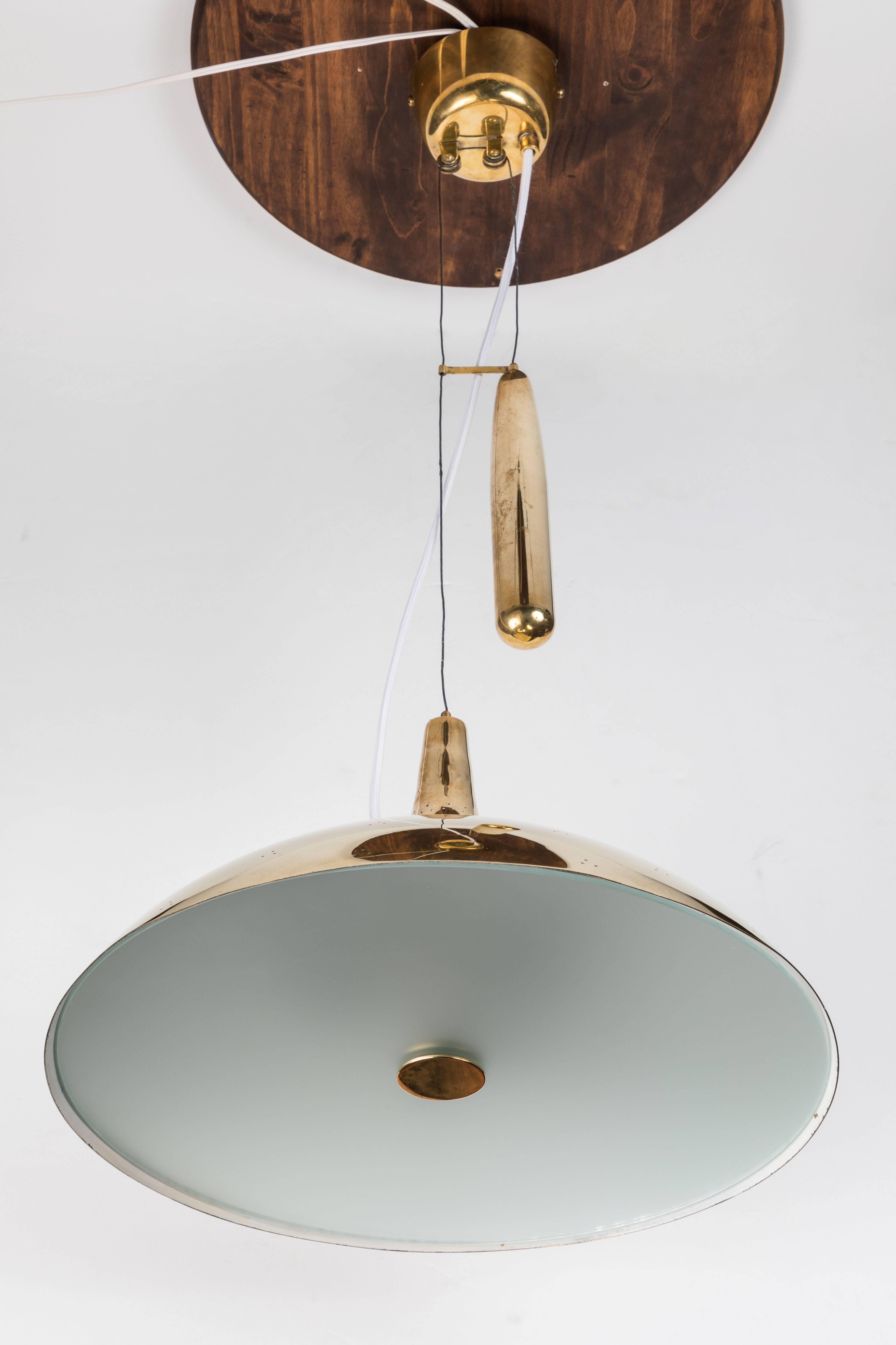 Finnish Paavo Tynell Brass Counterweight Chandelier for Taito Oy