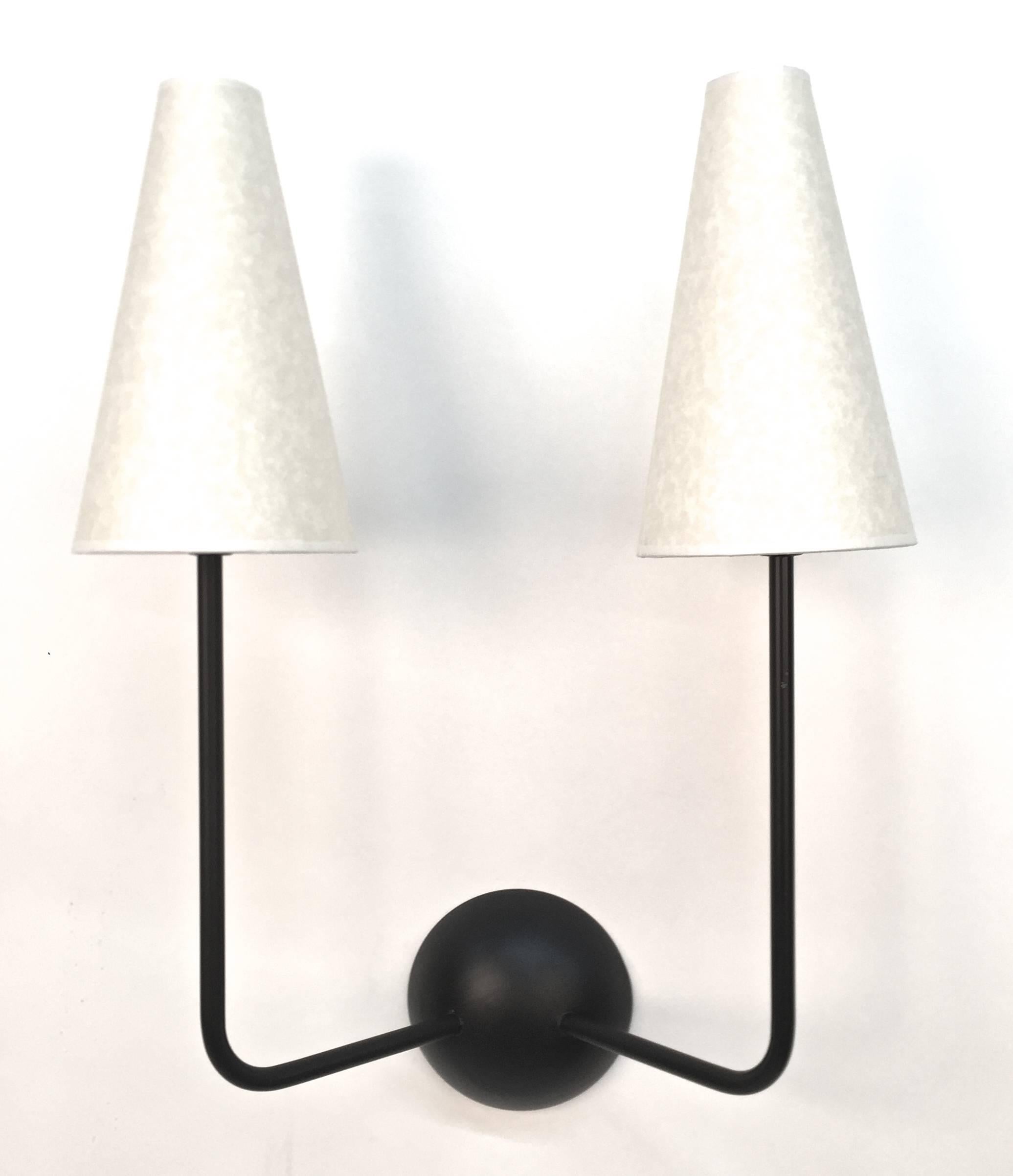 Modern Two-Arm Red Wall Lamp in the Style of Jean Royère