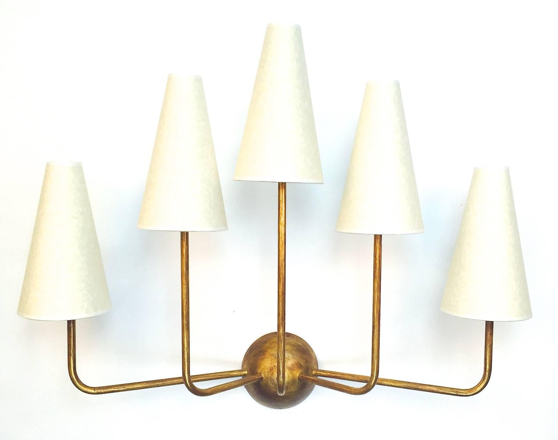 Two-Arm Black Wall Lamp in the Style of Jean Royère 2