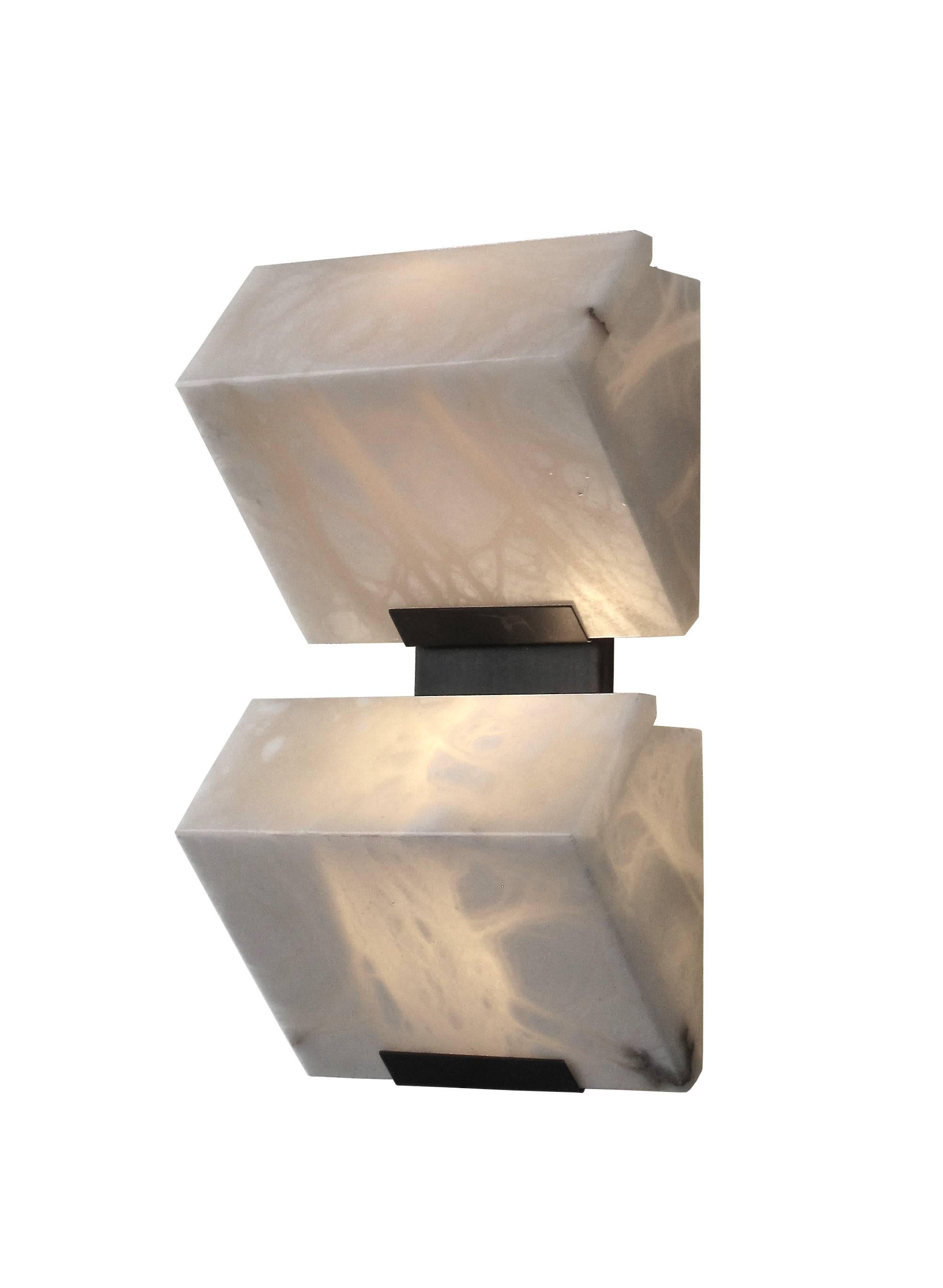 Powder-Coated Large 'Block Double' Model #230 Sconce in the Manner of Pierre Charreau For Sale
