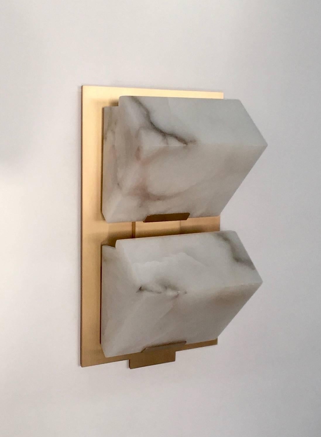 Large 'Block Double Metal' Model #230 Sconce in the Manner of Pierre Chareau For Sale 1