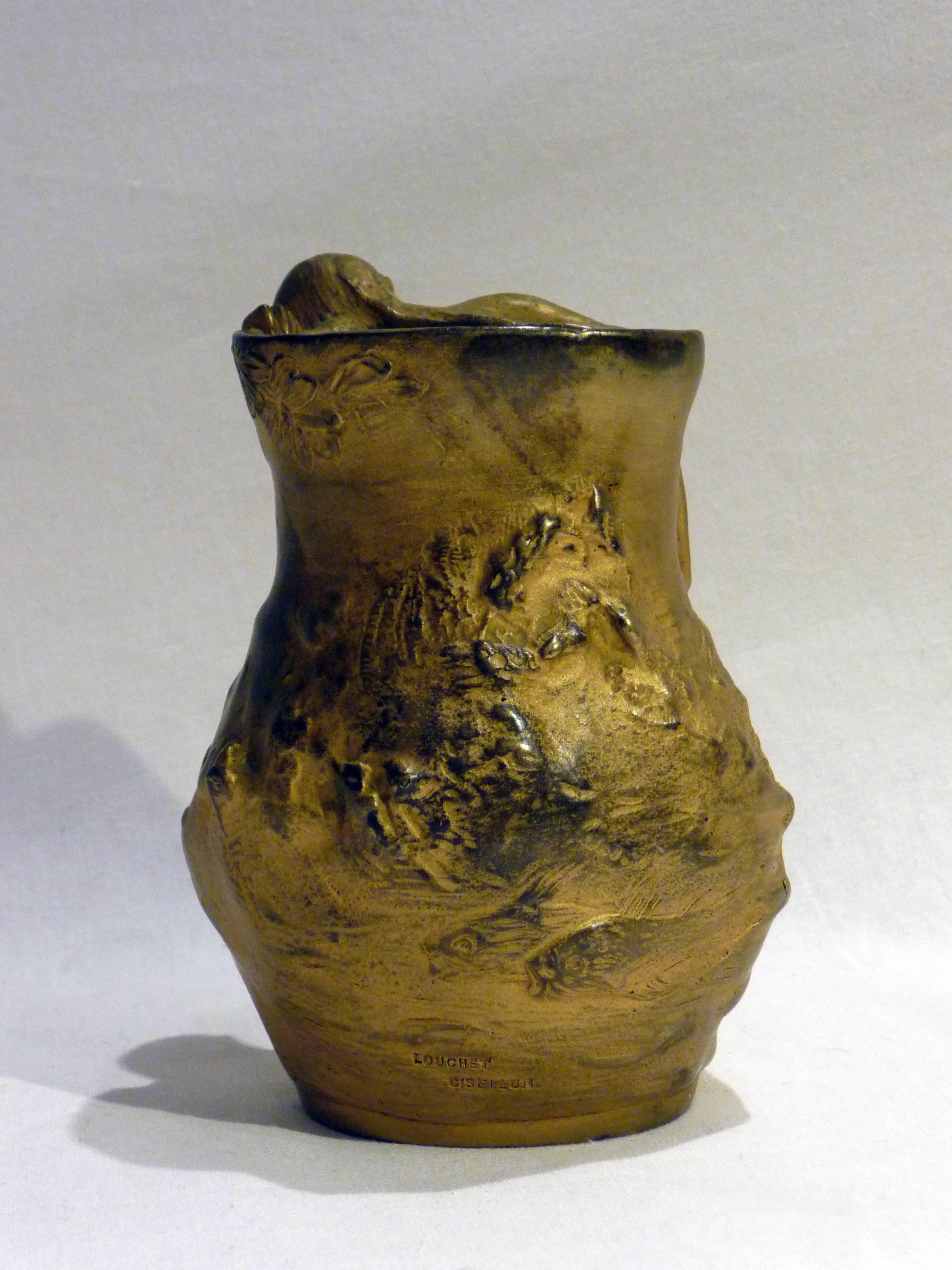 French Charles Korschann, Art Nouveau Vase, Signed For Sale