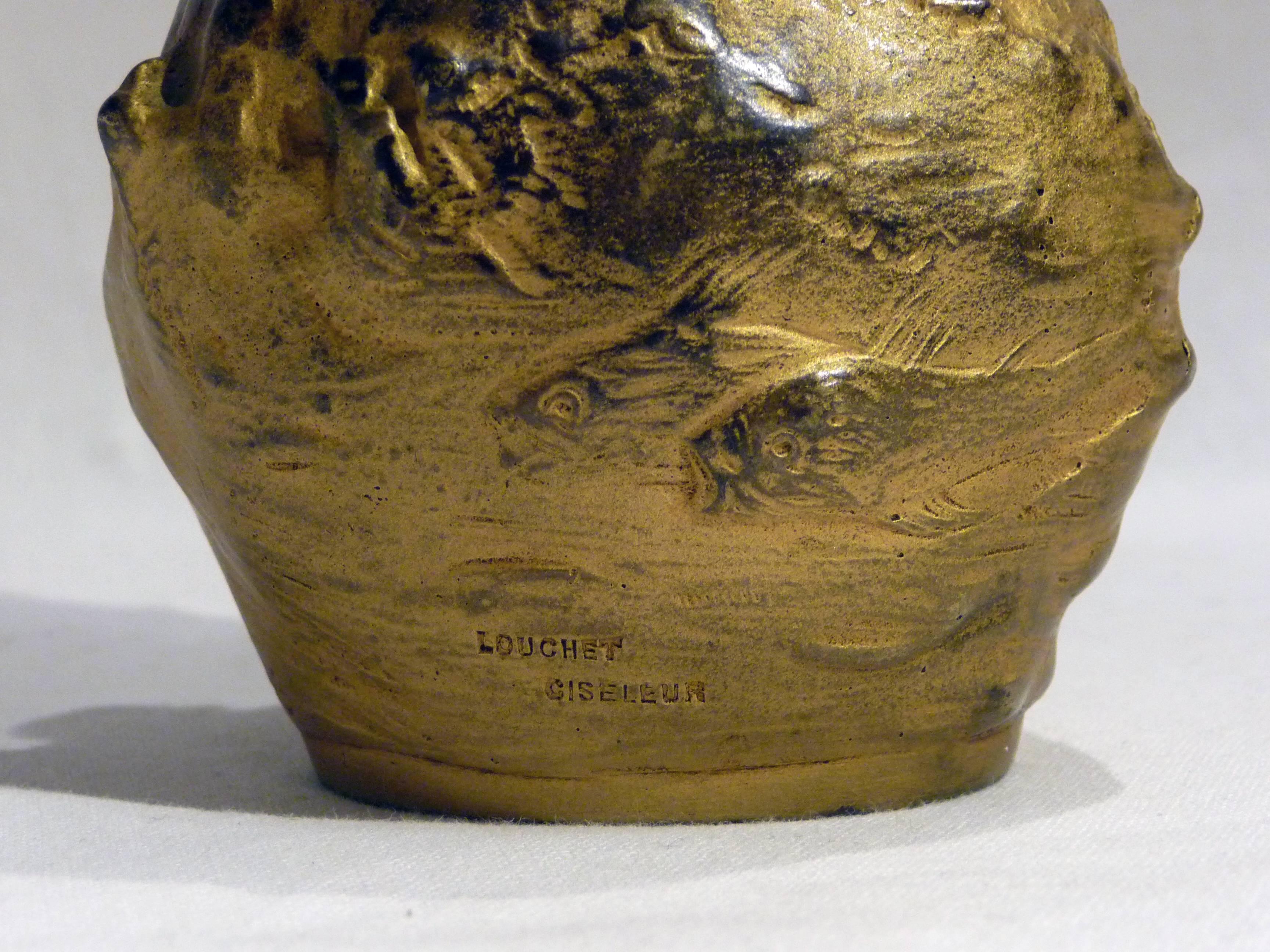 Bronze Charles Korschann, Art Nouveau Vase, Signed For Sale