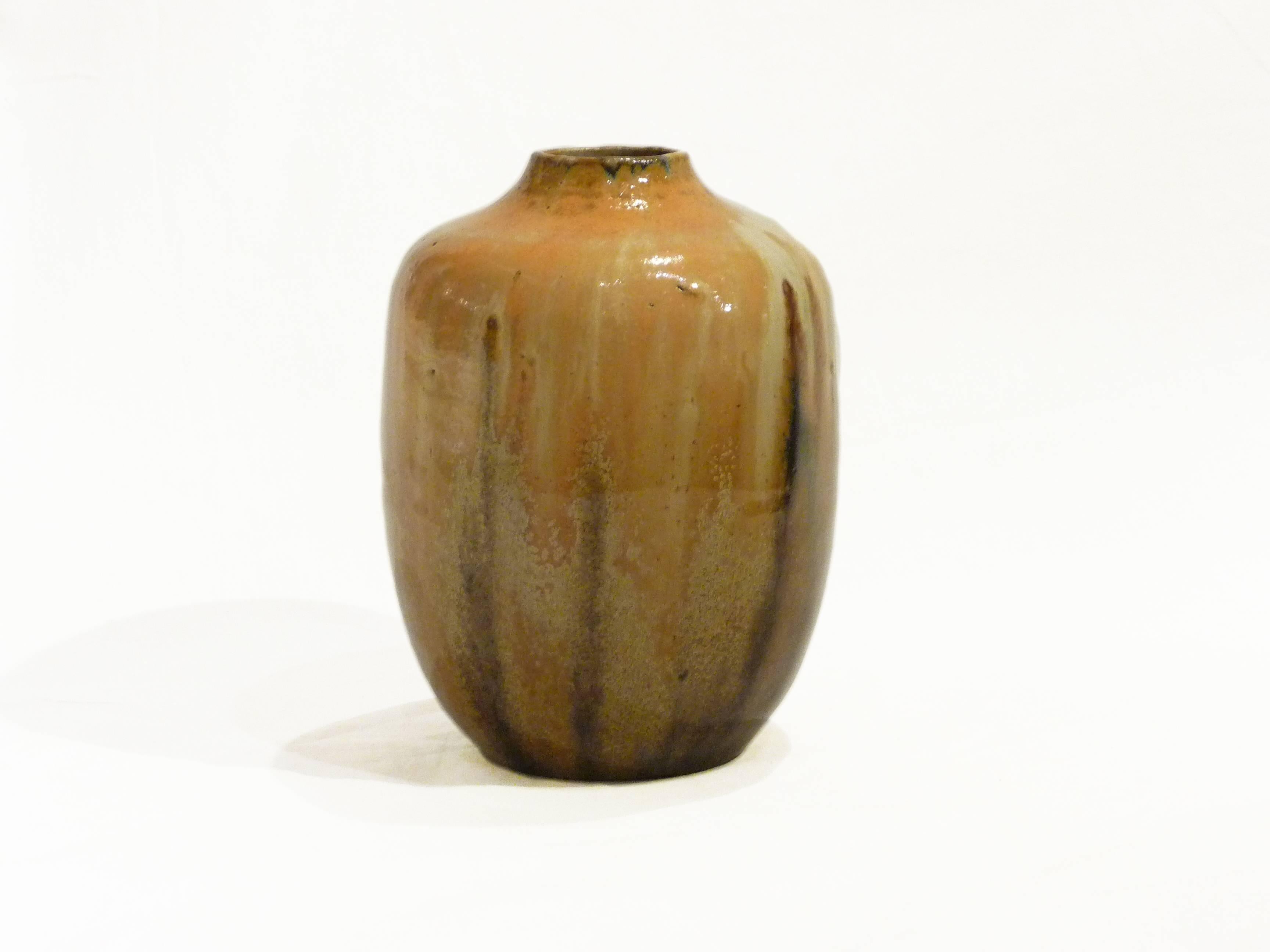 Auguste Delaherche
An Art Nouveau brown, yellow and beige baluster vase
Signed and dated 04/09/05
