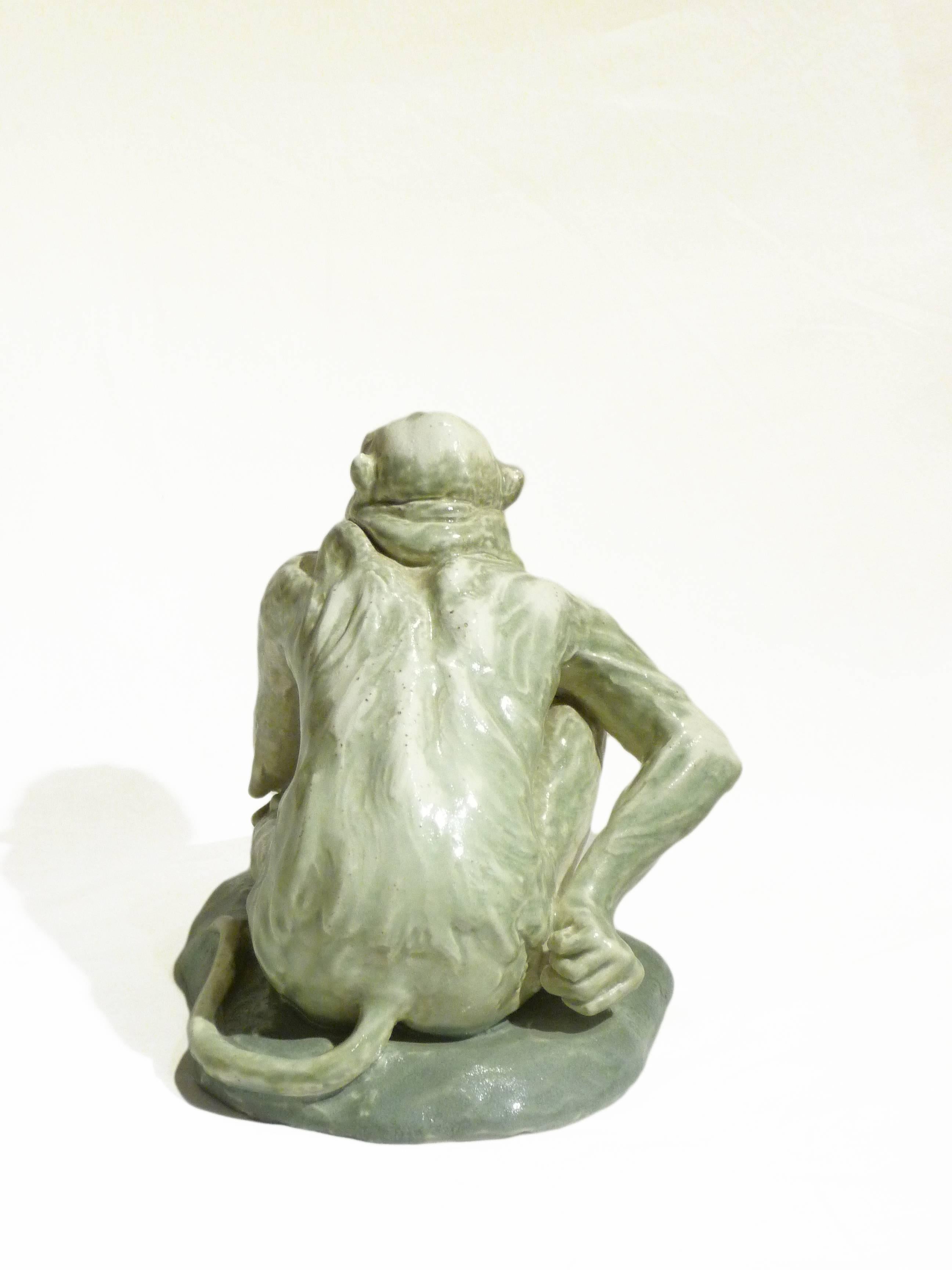 Art Nouveau Pierre-Adrien Dalpayrat, Sculpture Representing a Female Monkey For Sale
