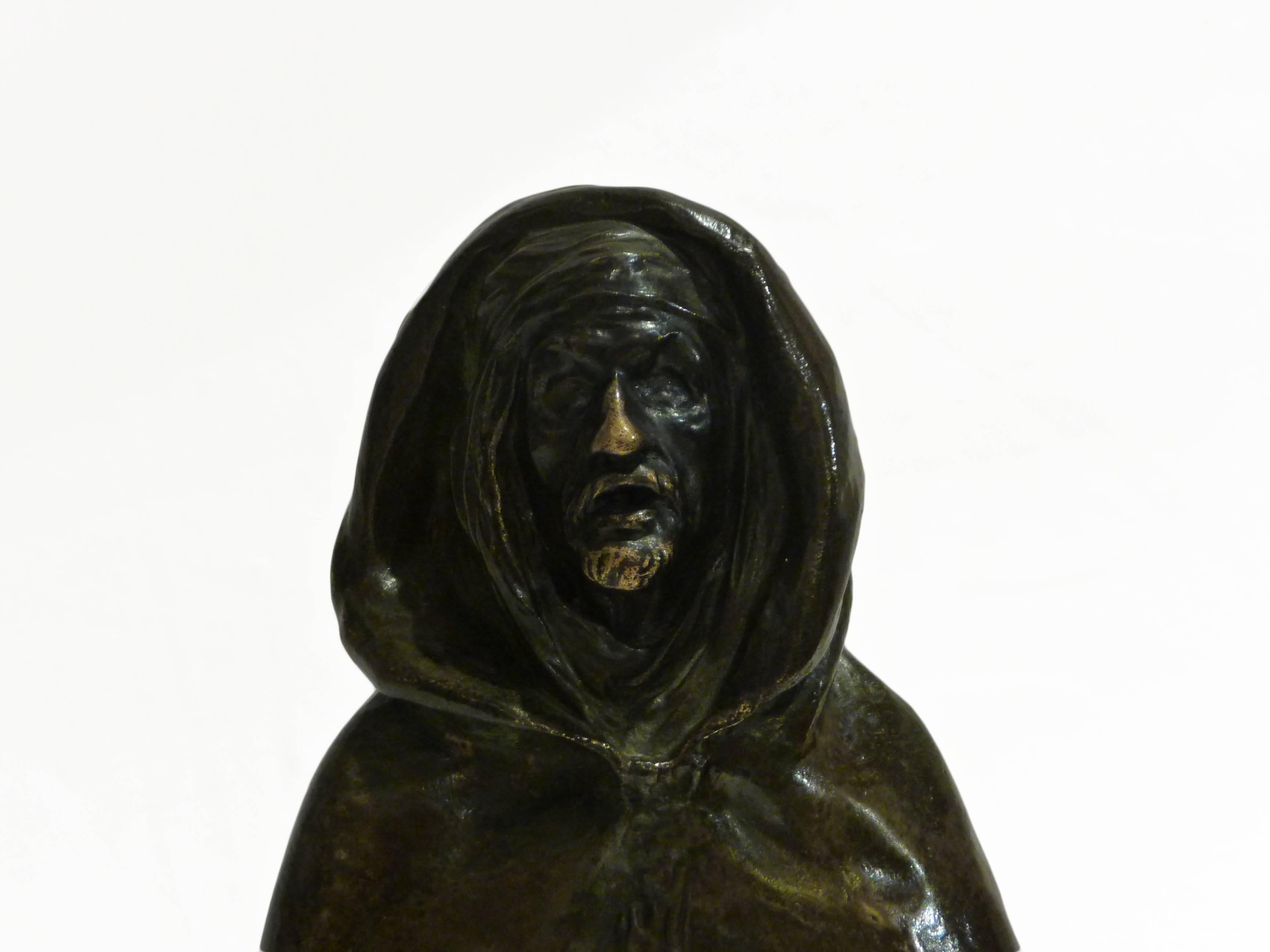Louis-Auguste Théodore Rivière bronze sculpture "L'Arabe Aveugle" signed "L'Art Décoratif," January 1901, ill. p. 132. Colette Dumas "Théodore Rivière, sa vie, son œuvre", 1998, ill. p. 38, n° 30.