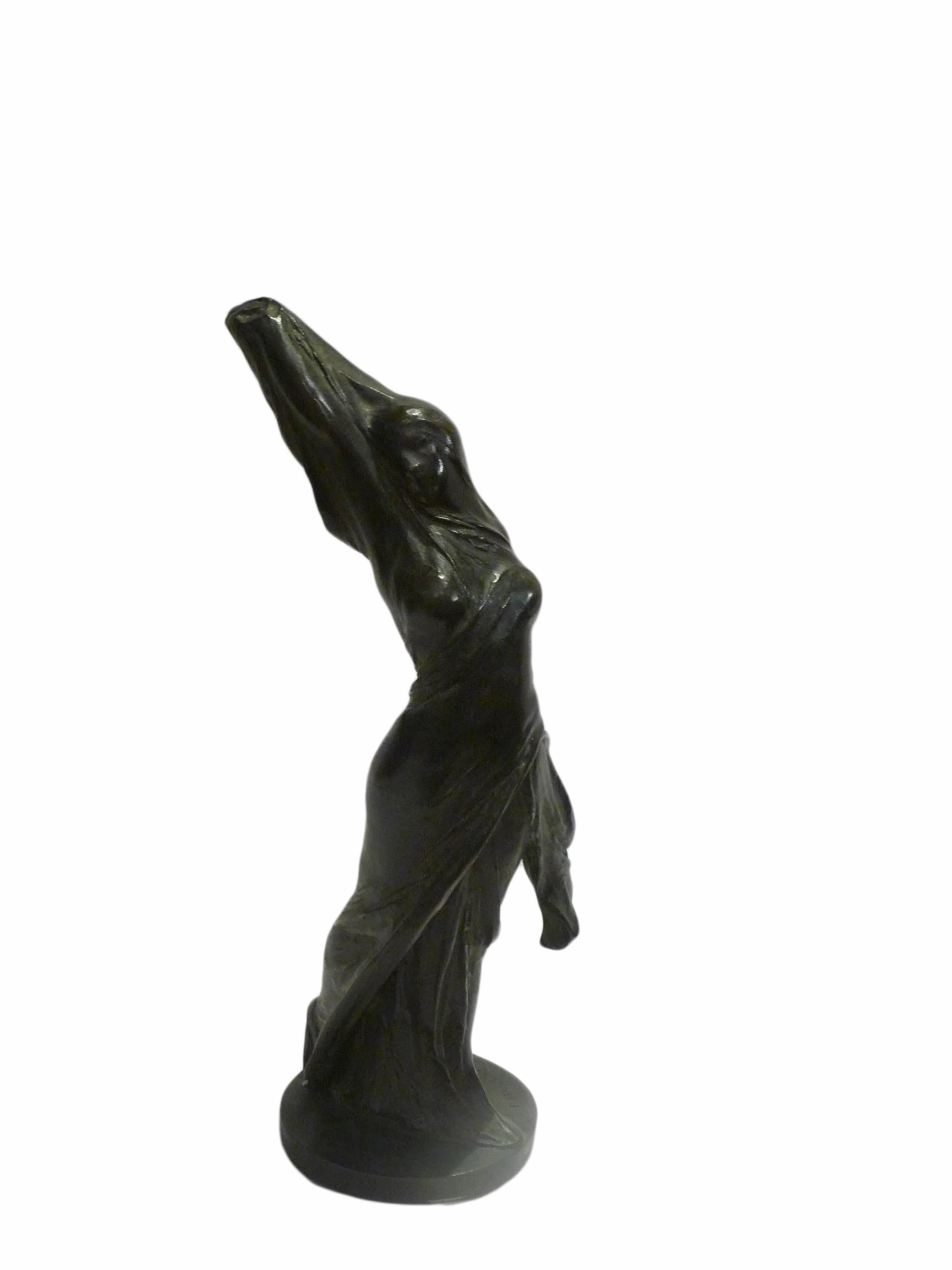 Louis-Auguste Théodore Rivière an art nouveau bronze sculpture "Danse de Magdeleine" Black patina signed.