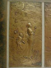 Gustave-Joseph Chéret, an Art Nouveau Patinated Bronze Triptych, Signed