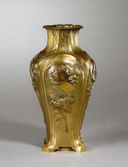 Vase en bronze doré Art nouveau « Four Seasons », signé Henri-Edmond Becker