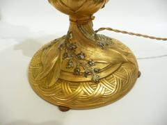 Anonymous, Gilt and Silvered Bronze Table Lamp "Muguet, Serpent et Grenouilles"