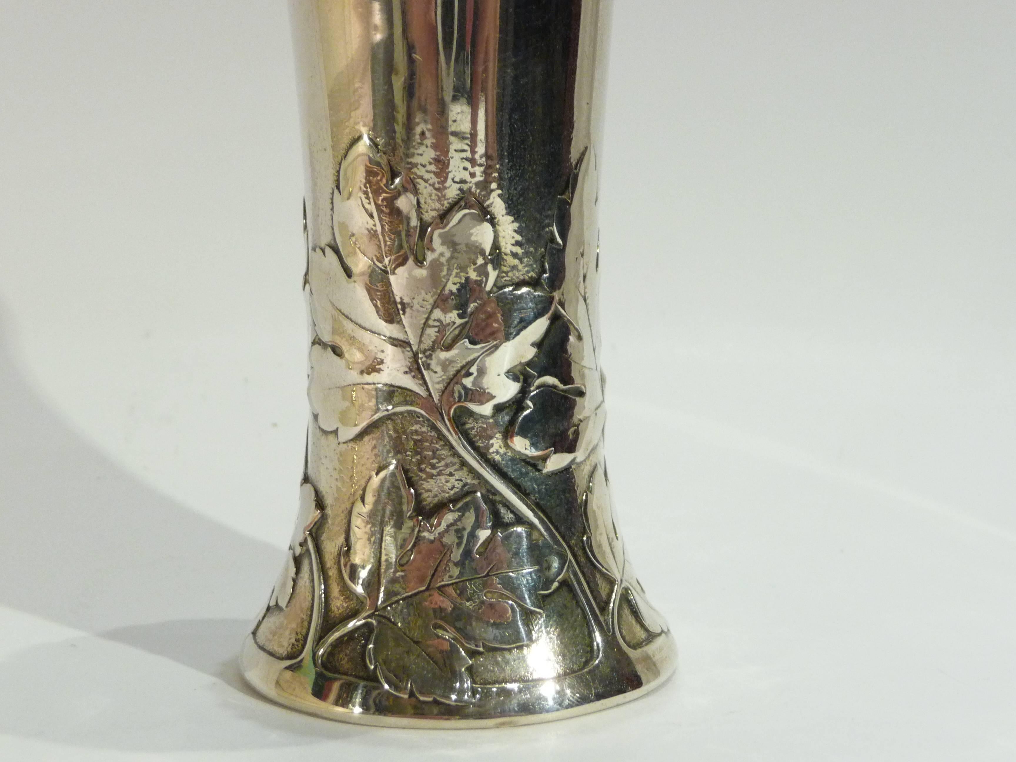 French Christofle & Cie, an Art Nouveau Silvered Bronze Vase For Sale